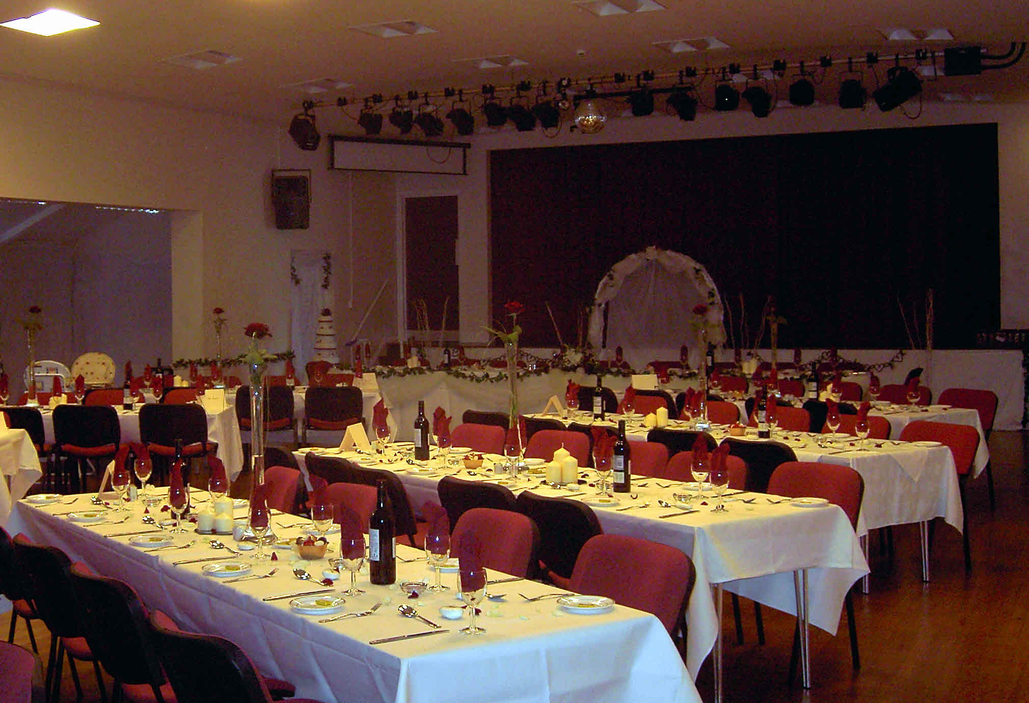 Main Hall set up for a Wedding Party