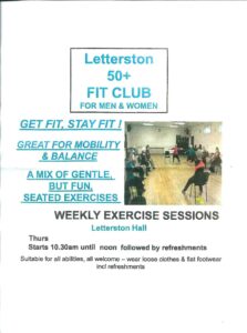Fifty plus exercise sessions for men and women at Letterston Memorial Hall