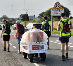 Drum Kit Tow 24Jul21for CRY charity ending at Letterston Memorial Hall