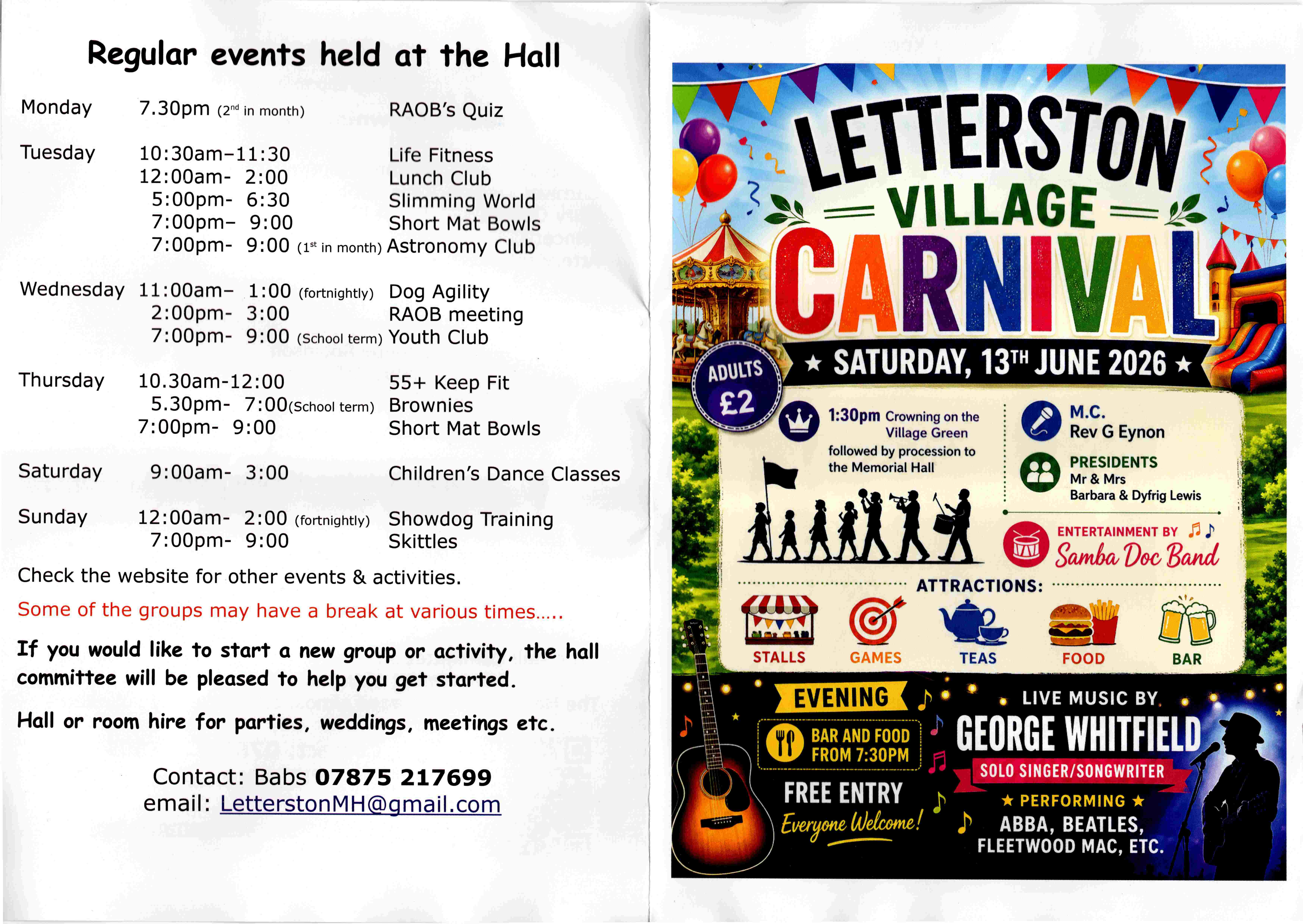 Letterston Village Carnival 13June26