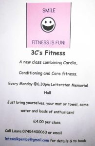 Poster for the Fitness Club Monday 6.30pm at LMH