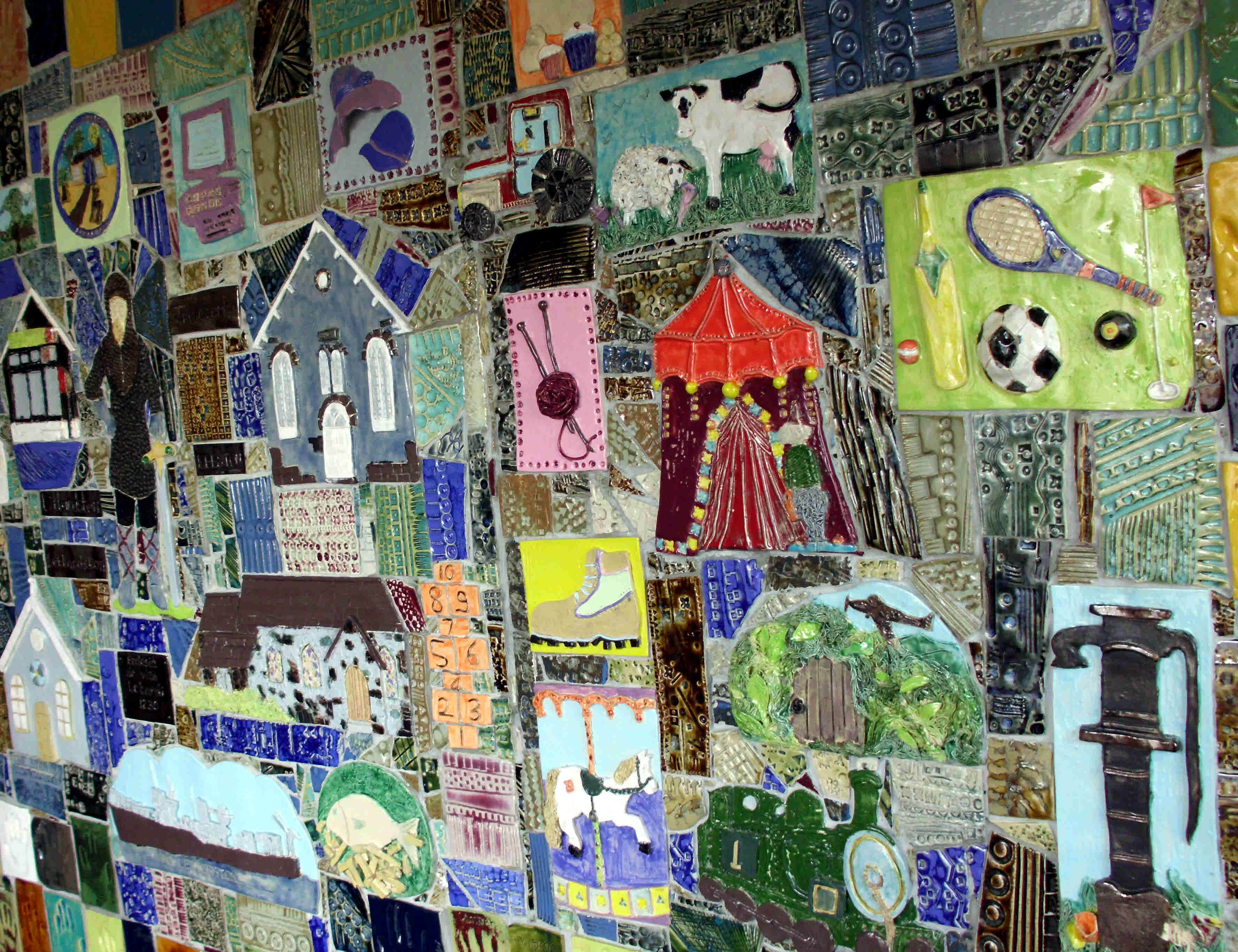 Childrens ceramic tiles in the Hall Entrance