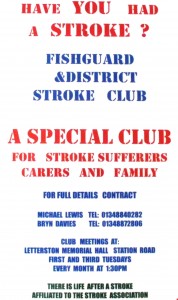 Stroke Club First and Third Tuesdays at Letterston Memorial Hall